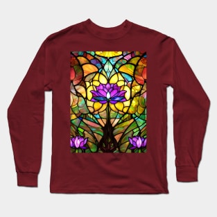 Stained Glass Lotus Flower Long Sleeve T-Shirt